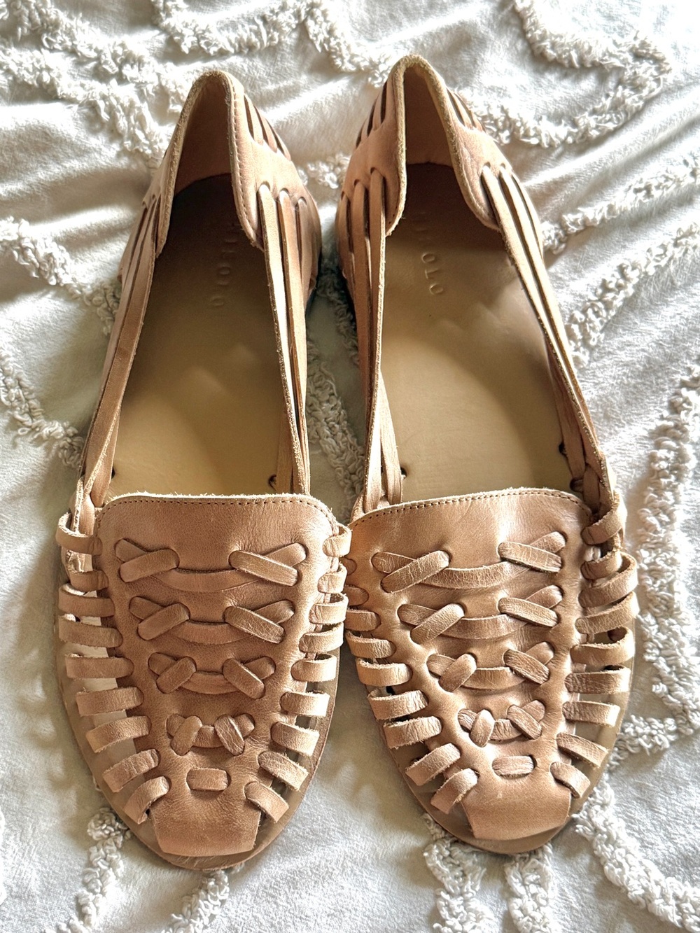 Nisolo Tan Suede Woven Huarache Flats